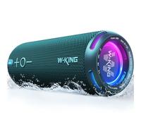 W-KING Enceinte Bluetooth Puissante, 40W IP67 Haut-Parleur Enceinte Bluetooth, APP/EQ Personnalisée,Son Surround Stéréo 360°/Lumières/Basses Profondes/V5.3/DSP/24H/TF/AUX,pour Douche,Camping,Chantier