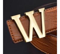 W lettre or hommes ceintures de luxe en cuir véritable marque boucle lisse noir célèbre concepteur bracelet en peau de vache large ceinture marque de Luxe Coffee Golden buckle