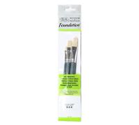 Winsor & Newton Pinceaux pour huile Foundation Soie manche court – Lot de 3 plats 4, 10, 14