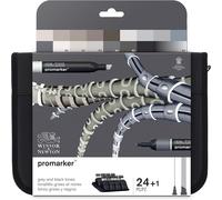 W&n Promarker Set Trousse X24 Tons Gris Et Noirs[Z64]