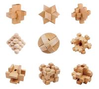 W-Oeasy 9 Piè ces Casse-tê te en Bois, 3D Puzzle Bois Casse Tete Chinois Jouet Brain Teaser pour Enfants Adulte