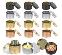 W Rxkiocs 12 Pièces Boîte à Bougie Parfumée Bougies Chauffe Plat Bougie Chauffe Plat Parfumées 3oz Boîte à Bougie Ronde avec Couvercle pour Bougie Chauffe Plat Faire Le Stockage de Collation