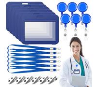 W Rxkiocs 6 Pièces Porte Badge Tour de Cou Badge Plastique Transparent Protège Carte Porte Badge Rigide Porte Badges avec Boucle Rétractable et Clip Métallique pour Cartes d'Identité de Crédit Etc