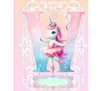 *W* UNICORN BALLERINA LETTER MONOGRAM COMPOSITION NOTEBOOK Diary Journal Cute Fun Whimsical Pink Ballet Dancer Figurine Doll Art: ֍Wide ... Dance Homeschool Kindergarten Grade School