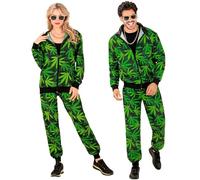WIDMANN MILANO PARTY FASHION - Costume survêtement, Ganja Party Fashion, weed, tenue des années 80, jogging, tenue Bad Taste, costumes de carnaval