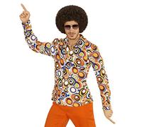 Chemise Disco - ATOSA - The 70's Groovy Style - Homme - Orange - Motifs bubbles colorées - Col pelle XL