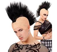 WIDMANN 02105 - Perruque Punk avec crête, Adulte Unisexe, Rave, Rocker, Motard, Carnaval, fêtes à thème, Couleur Noir