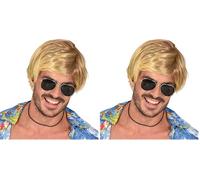 W WIDMANN MILANO Party Fashion - 02460 - Perruque Surfer-Boy, Blonde, cheveux synthétiques, fête de plage, fête de plage, fête à thème, carnaval (Lot de 2)