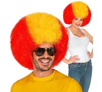 Widmann 03004 03004 Perruque bouclée de l'Espagne Jaune/Rouge Article de Supporter Coupe du Monde EM Public Viewing Football Unisexe Adulte Multicolore Taille Unique