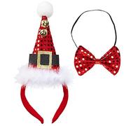 W WIDMANN MILANO Party Fashion - 04158 Mini Chapeau de père noël avec nœud Papillon à Paillettes, Adulte Unisexe, fête, soirées à thème