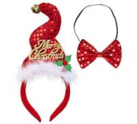 W WIDMANN MILANO Party Fashion - 04161 Mini Chapeau Merry Christmas avec nœud Papillon à Paillettes, Adulte Unisexe, fête, soirées à thème