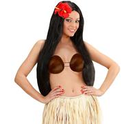 W WIDMANN MILANO Party Fashion 05733 - Soutien-gorge en noix de coco, taille unique, avec cordons, en plastique, Hawaï, fête estivale, fête sur la plage, carnaval, soirée à thème