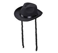 W WIDMANN MILANO Party Fashion 0593V - Chapeau Rabbin, avec boucles sur les tempes, noir, Chapeau, Coiffe, Accessoire, Carnaval, Fête à thème