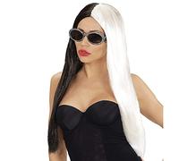 W WIDMANN MILANO Party Fashion 06763 - Perruque Demonia, noir et blanc, extra-longue, Malefizia, Halloween, soirée à thème, carnaval