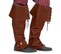 WIDMANN 09816 - Paire de Couvre-Bottes en Simili-Cuir, Adulte Unisexe, Pirate, Mousquetaire, Chevalier, médiéval, Carnaval, Couleur Marron