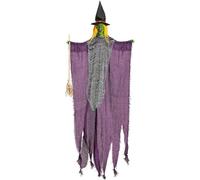 W WIDMANN MILANO Party Fashion 10039 - Sorcière avec balai, 138 cm, décoration, décoration à suspendre, fantôme, effrayant, Halloween, soirée à thème