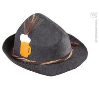 W WIDMANN MILANO Party Fashion - 1409M - Chapeau bavarois, avec décoration de chope de bière, gris, Bavière, fête de la bière, costume traditionnel, chapeau, accessoire, carnaval, fête à thème