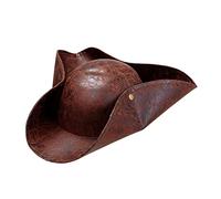 W WIDMANN MILANO Party Fashion 1417P - Chapeau pirate, marron, aspect similicuir, tricorne, accessoire de déguisement, carnaval, fête à thème