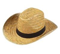 W WIDMANN MILANO Party Fashion 1425D - Chapeau de paille texan, avec ruban noir, couvre-chef, accessoire, accessoires, cow-boy, soirée à thème, carnaval