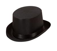 WIDMANN MILANO PARTY FASHION 2485T - Haut-de-forme, noir, en satin, 18e et 19e siècle, Charleston, Flapper, Gangster, Fête à thème, Carnaval