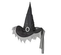 W WIDMANN MILANO Party Fashion 51535 - Chapeau de sorcière, avec tulle, noir, couvre-chef, sorcière, Spiderella, accessoire, Halloween