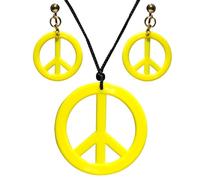 Widmann Parure de bijoux hippie 53283 – Collier et boucles d'oreilles Jaune Flower Power