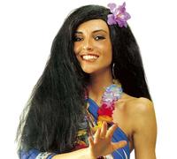 Perruque Hawaïenne - WIDMANN - Perruque longue brune avec fleur - Accessoire de déguisement
