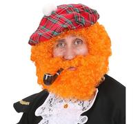 W WIDMANN MILANO Party Fashion 6494A - Perruque avec barbe, orange, pour plusieurs personnages, Fête à thème, Carnaval