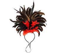 W WIDMANN MILANO Party Fashion 66012 - Serre-tête à plumes Copacabana, rouge, Brésil, samba, coiffe, accessoire, soirée à thème, carnaval