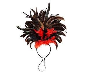 W WIDMANN MILANO Party Fashion 66012 - Serre-tête à plumes Copacabana, rouge, Brésil, samba, coiffe, accessoire, soirée à thème, carnaval