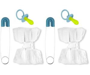 W WIDMANN MILANO Party Fashion - 82521 Ensemble pour bébé avec Couche, épingle à nourrice, Sucette, pour Hommes Adultes, Baby Showers, cerf, Carnaval, Couleur Bleu (Lot de 2)