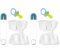 WIDMANN 82521 - Ensemble pour bébé avec Couche, épingle à nourrice, Sucette, pour Hommes Adultes, Baby Showers, cerf, Carnaval, Couleur Bleu