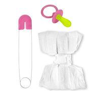 WIDMANN 82522 - Ensemble pour bébé avec Couche, épingle à nourrice, Sucette, pour Hommes Adultes, Baby Showers, cerf, Carnaval, Couleur Rose