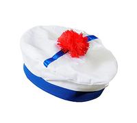 W WIDMANN MILANO Party Fashion - 8684F - Chapeau de marin, bleu-blanc, avec pompon, accessoire de déguisement, enterrement de vie de garçon, carnaval, fête à thème