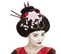 W WIDMANN MILANO Party Fashion - 93335 - Perruque Geisha, noir, chignon, cheveux artificiels, japonaise, coiffure haute