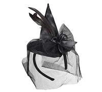 W WIDMANN MILANO Party Fashion - 9369S - Mini-chapeau de sorcière avec plumes et voile, noir, fête de thème, carnaval, halloween