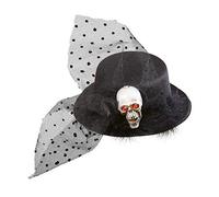 W WIDMANN MILANO Party Fashion 9391K - Mini-chapeau tête de mort, noir, barrette, chapeau, coiffe, accessoire, carnaval, soirée à thème, Halloween