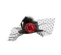 W WIDMANN MILANO Party Fashion 9396A - Mini-chapeau avec rose, plumes et voile, chapeau, coiffe, accessoire, soirée à thème, carnaval