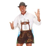 W WIDMANN MILANO Party Fashion 9438M - Tablier bavarois avec impression de pantalon en cuir, fête de la bière, barbecue, carnaval