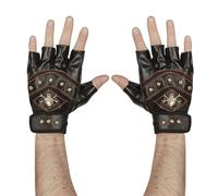 Widmann wdm95704 ? Paire de gants tête de mort avec os croisés sans doigts borchiati en cuir, Noir, One Size