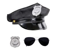 W WIDMANN MILANO Party Fashion 95719 - Set de déguisement policier, chapeau, lunettes et badge, Fête à thème, Carnaval