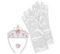 W WIDMANN MILANO Party Fashion - 96562 Set de Princesse des neiges pour Fille, avec diadème, Gants et Bague, Carnaval, fêtes à thème, Taille Unique, Couleur Blanc