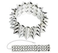 W WIDMANN MILANO Party Fashion - 9860K - Collier et bracelet à rivets, argent, bijoux, accessoires, punk, rave, soirée à thème