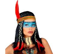 Perruque Cheyenne Dame avec bandeau et plumes
