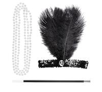 W WIDMANN MILANO Party Fashion - Accessoires années 20, 3 pièces | Avec un bandeau, un collier de perles et un porte-cigarette, pour un look Charleston et flapper
