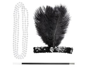 W WIDMANN MILANO Party Fashion - Accessoires années 20, 3 pièces | Avec un bandeau, un collier de perles et un porte-cigarette, pour un look Charleston et flapper