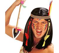 Widmann B6141 - Perruque Indienne, noir, cheveux synthétiques, Comanche, Far West