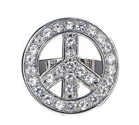 W WIDMANN MILANO Party Fashion - Bague hippie Peace strass argentée | Bague argentée avec symbole de la paix et strass - accessoire de déguisement réglable pour le carnaval