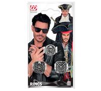 W WIDMANN MILANO Party Fashion - Bagues pirates pour hommes, lot de 3, bijoux fantaisie pour carnaval, Halloween, cosplay