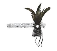 W WIDMANN MILANO Party Fashion - Bandeau avec paillettes et plumes, bandeau années 20, Charleston, accessoire